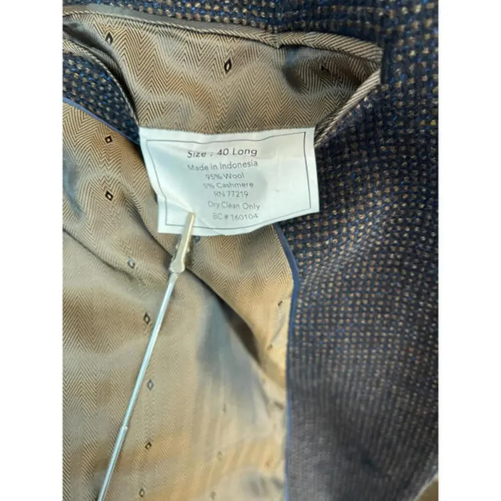 Joseph Feiss Gold Men 40L Wool Cashmere Tweed Birdseye Blazer Ivy‎ League Prep